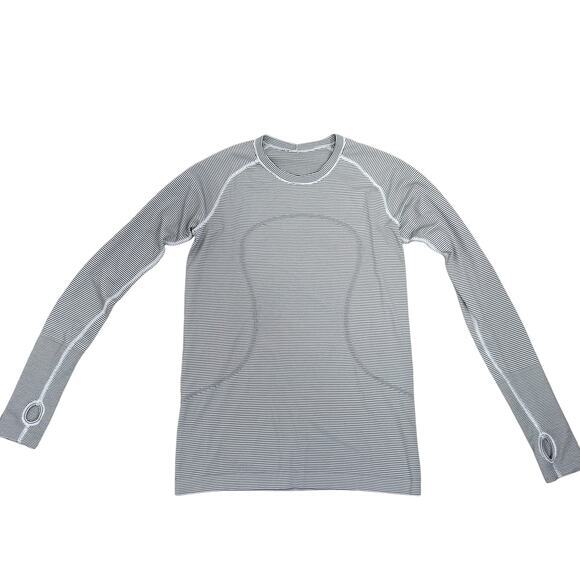 Lululemon Swiftly Long Sleeve Womens Size 10 Black‎ Stripe - Picture 1 of 7